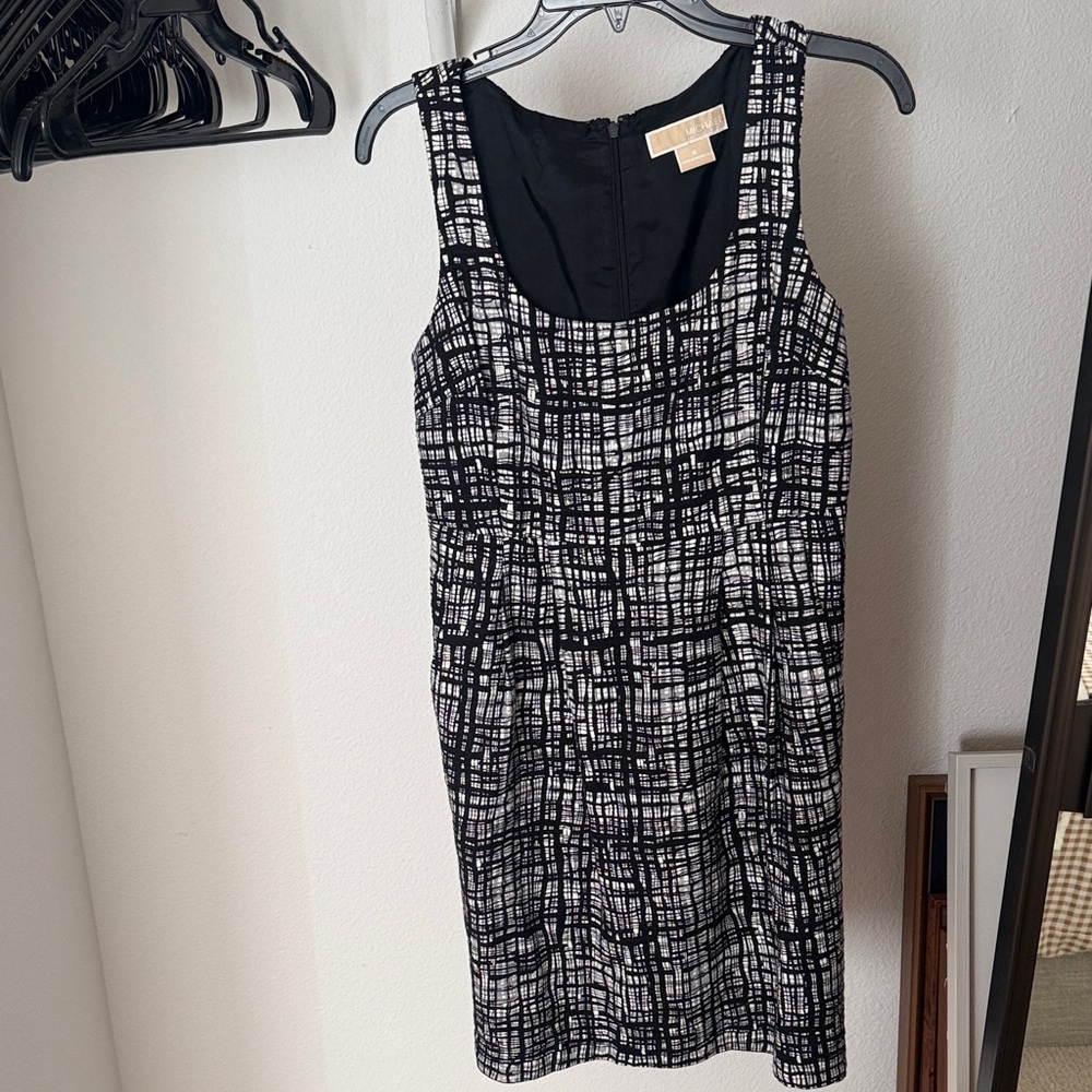 Michael Kors Black and White Grid Mini Dress